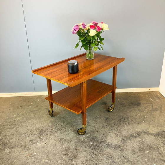 Image 1 of Side table on wheels, serving trolley, teak, 1960s