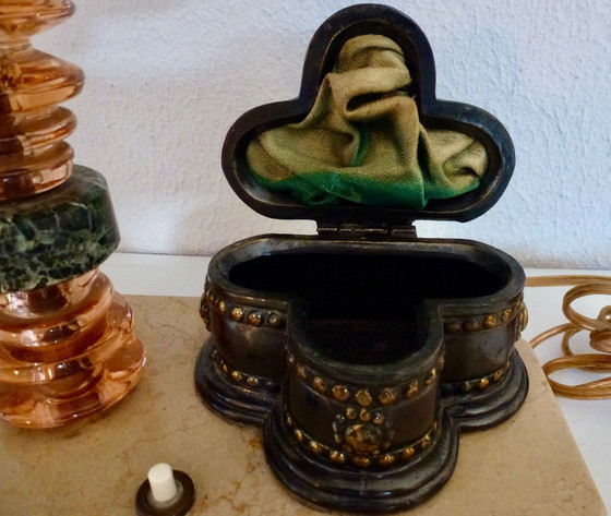 Image 1 of 2 lampes de table vintage sur socle en marbre.