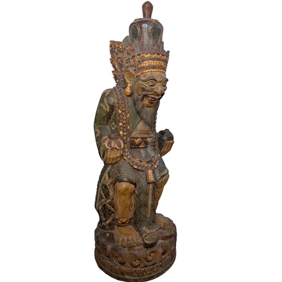 Große polychrome balinesische Holzskulptur – Mythologischer Rishi (Weiser) – ca. 1950 – Bildhauerei (photo 3 of 10)