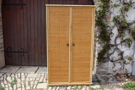 Two-door rattan wardrobe by Dal Vera