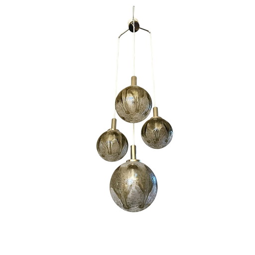 Vintage Cascade Hanglamp Met Vier Glazen Bollen, 1960s