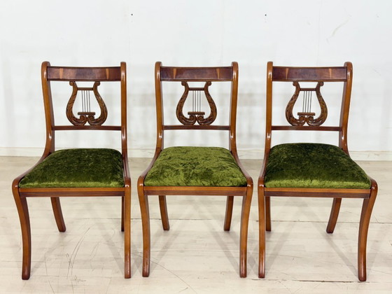 Image 1 of 6 sedie da pranzo in mogano, stile vintage