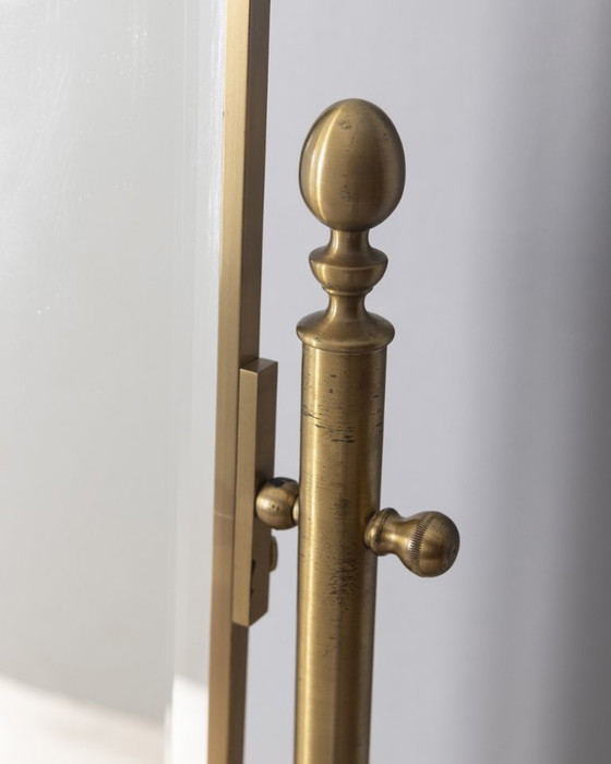 Image 1 of Specchio psiche da terra vintage anni 50 in ottone dorato design Italiano