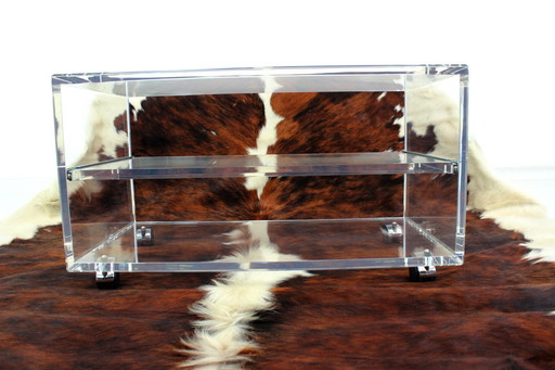 As New, Very High Quality Mid Century Acrylic Glass Trolley / Coffee Table with Pull-Out Tray, Completely Restored