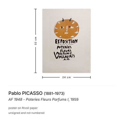 Pablo PICASSO AF 1948 - Poteries Fleurs Parfums I poster 1959