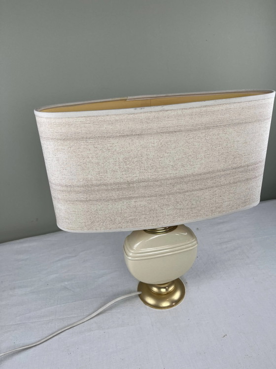 Chic vintage ambient lamp – Table lamps, Porcelain, Metal, Hollywood Regency (photo 9 of 11)