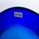 Vintage Schott Zwiesel Servet Vaas Blauw met Turqoise afwerking. Glas
