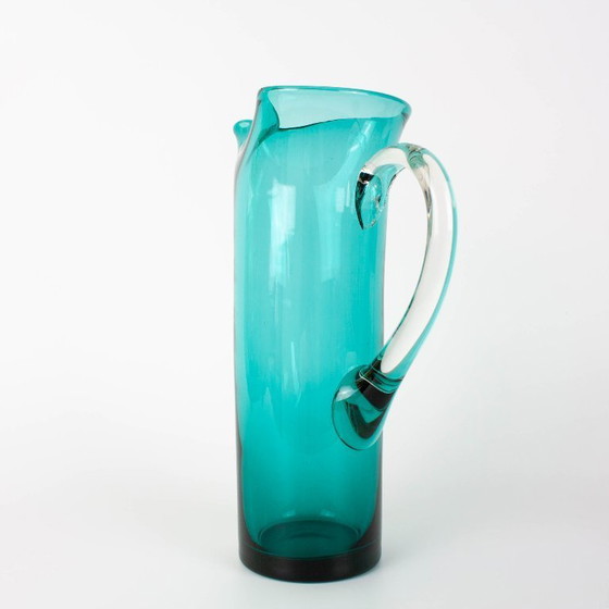 Jarra de cristal turquesa portuguesa de la década de 1960 – Vasos y jarras, Glass (photo 4 of 15)