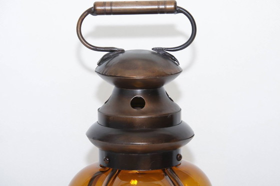 Image 1 of Table lamp metal frame glass 36cm 80s vintage