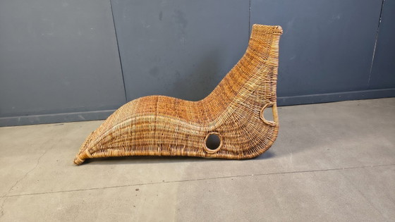 Image 1 of Chaise longue vintage en osier, années 1980
