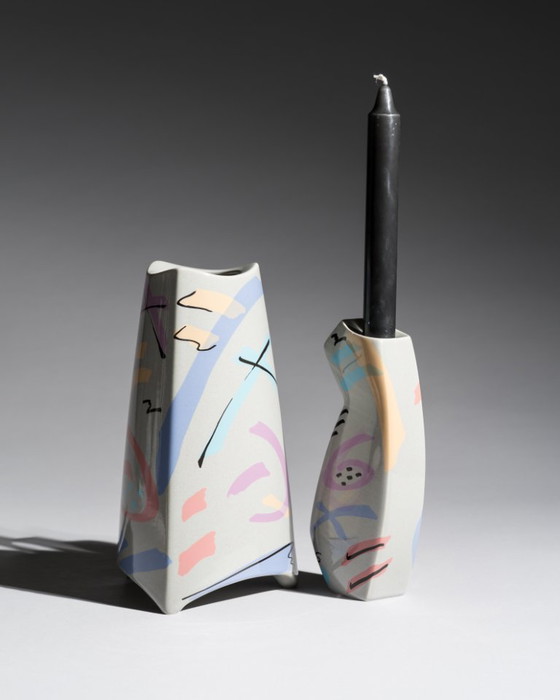 Image 1 of Dorothy Hafner para Rosenthal, Dúo de jarrones "Flash", Alemania, años 80