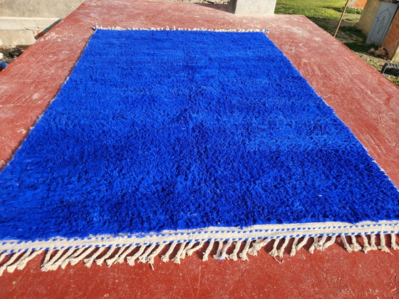 Large Beni Ouarain Berber rug in Majorelle blue, 300x200 cm, thick wool, Rugs & carpets, Cotton (photo 15 of 17)