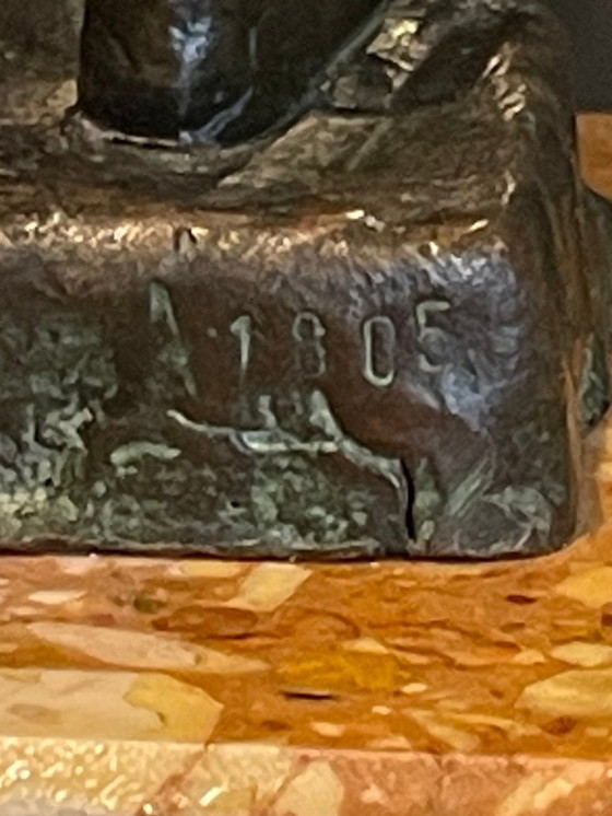 Image 1 of Bronzo antico firmato Schmidt-Felling – Giovane ragazzo – Scultura Belle Époque