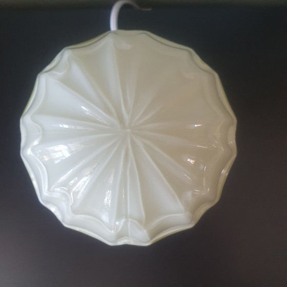 Image 1 of Groene / mint kleurige glazen plafondlamp - Thabur Den Haag. size Small