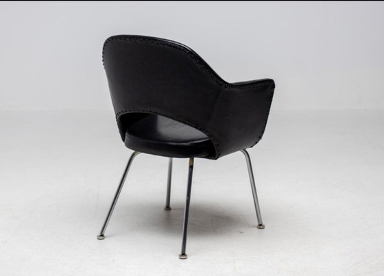 Image 1 of Set of 4 Saarinen Executive Armchairs for Knoll in Black Leather