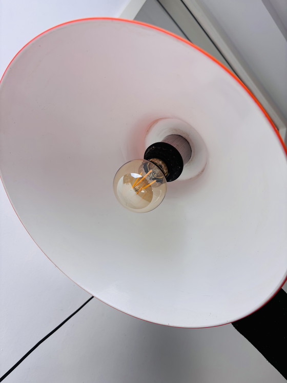 Image 1 of Art Deco vintage wall lamp with orange shade, designer lamp 1970