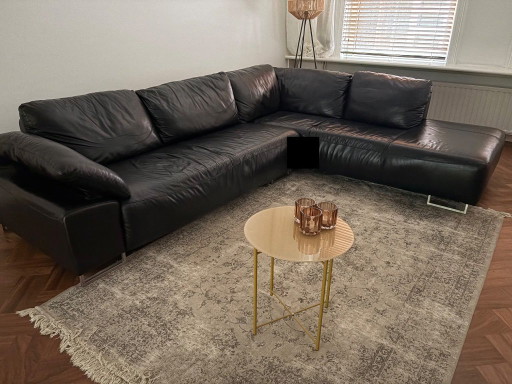 Sofá esquinero de cuero negro – hoekbanken, Leather