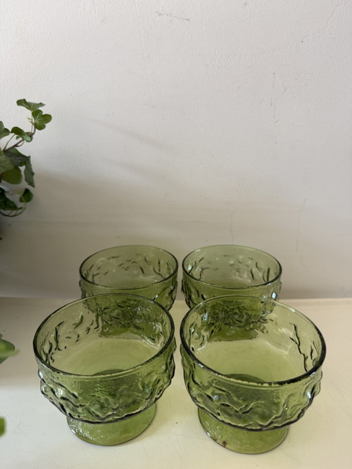 Set mit 4 italienischen Vintage-Glascoupes – glazen karaffen (photo 2 of 6)
