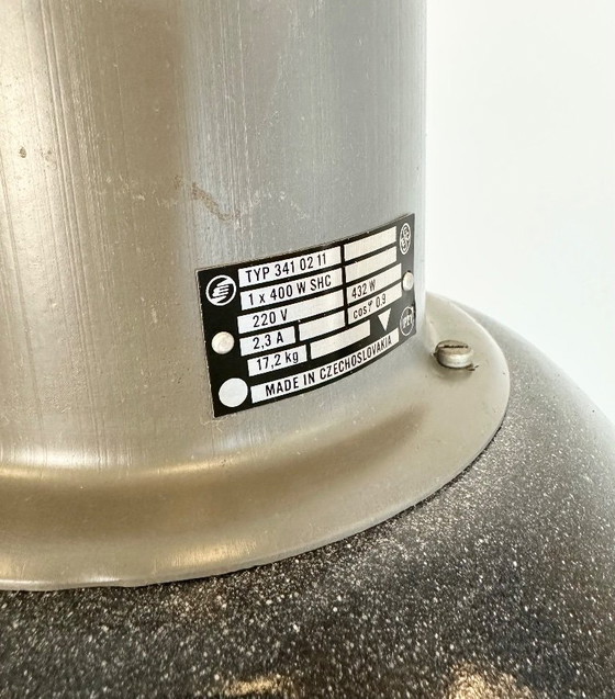 Image 1 of Large Dark Grey Enamel Industrial Factory Lamp from Elektrosvit, 1960s