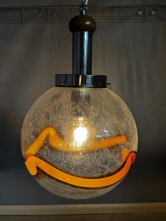 Mazzega Murano Glas-Pendelleuchte, Pendelleuchten, Metall, Orange (Foto 11 von 30)
