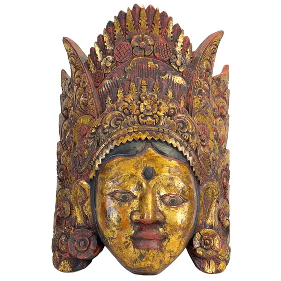 Máscara Topeng balinesa monumental Diosa Sinta – Madera de Pule y Pan de Oro – circa 1950 – Esculturas (photo 2 of 8)