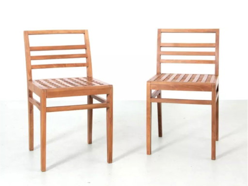 Paar Lattenstühle, Modell 103, 1941, René Gabriel – eetkamerstoelen, Wood