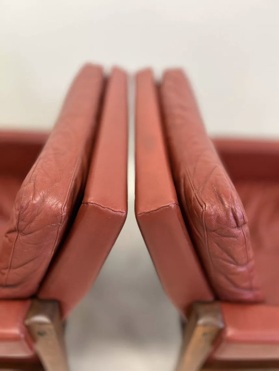 Image 1 of Vintage Danish Lounge Chairs In Rosewood And Leather. 1960s.