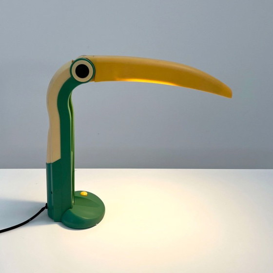 Image 1 of Lampe Toucan Vert Mer et Jaune par H.T. Huang pour Huanglite, années 1980