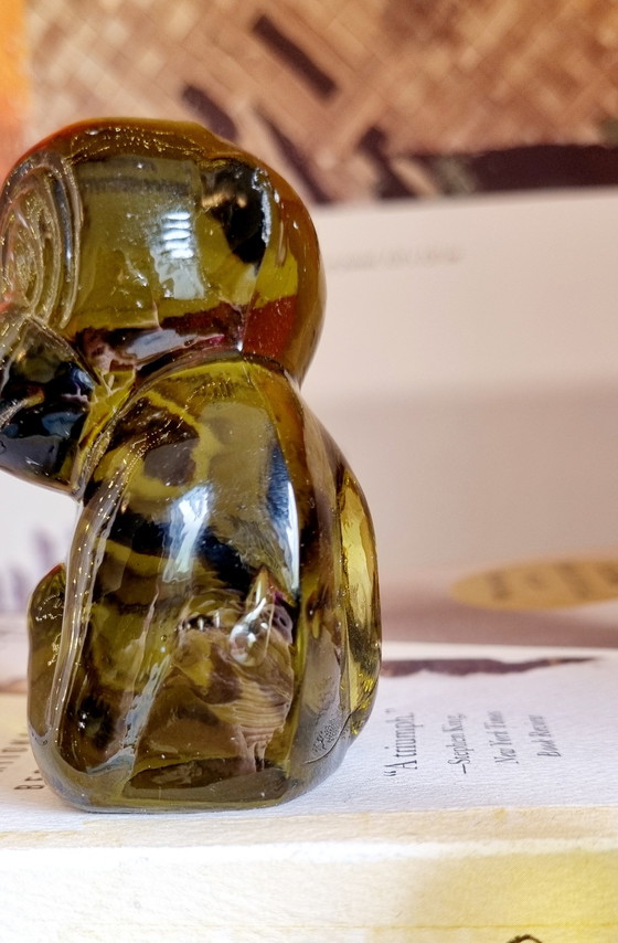 Image 1 of Vintage groen glazen apenbeeldje set van 4