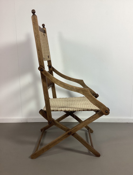 Image 1 of Antieke vintage officiers safari stoel 1880 victoriaans