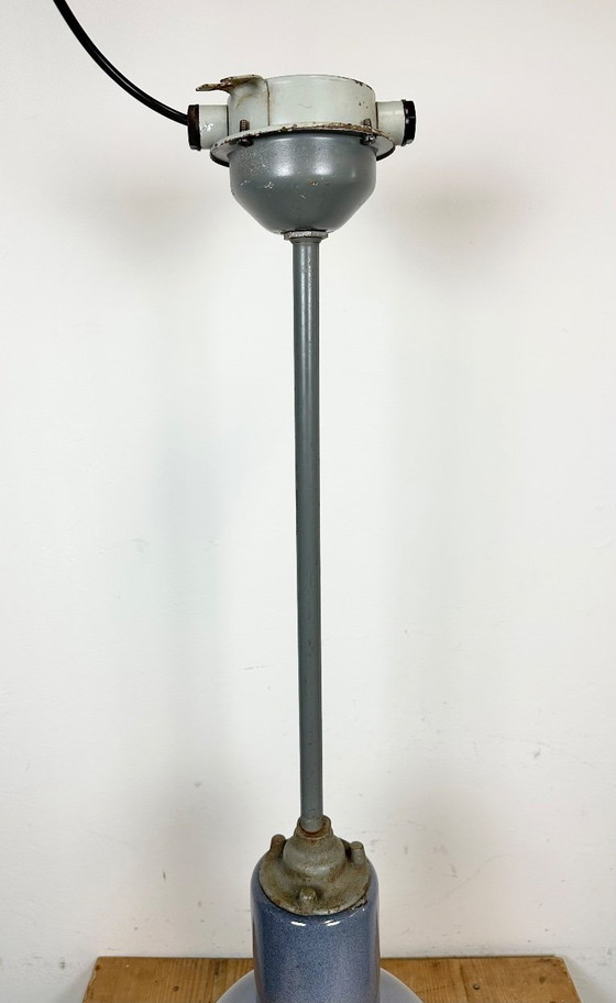 Image 1 of Industriële plafondlamp van grijs emaille van Elektrosvit, jaren 50