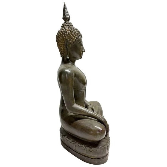 Antiguo Buda Sukhothai de Bronce Tailandés del Siglo XIX – Fundición Pesada Premium (47.5 cm / 12.6 kg) (photo 3 of 11)