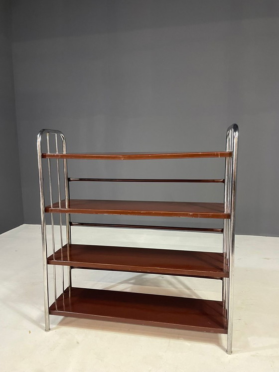 Image 1 of Étagère Bauhaus en acier plié et en tôle chromée, Europe, années 1930