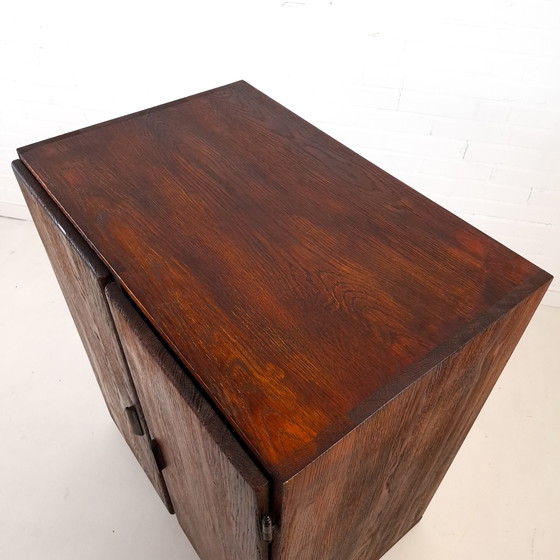 Image 1 of Vintage Art Deco style sideboard with rough dark brown wood