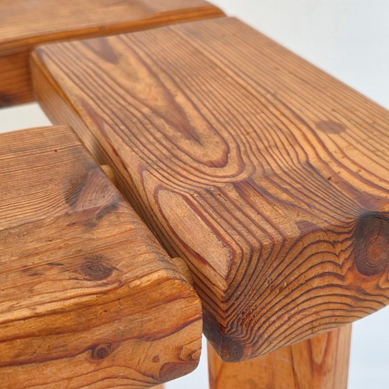 Image 1 of TABOURET VINTAGE SUEDOIS SCANDINAVE 1950 EN PIN DE OLOF OTTELIN POUR FINNSAUNA