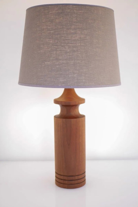 Image 1 of Large mid-century modern Danish teak table lamp