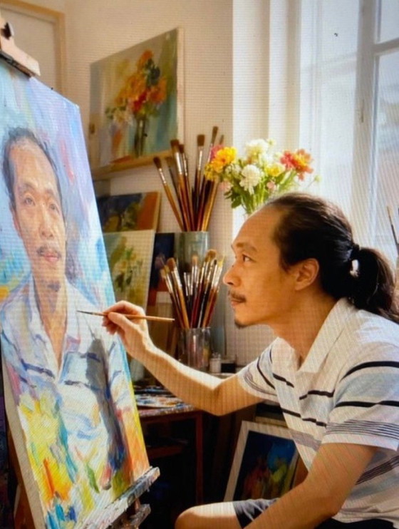 Image 1 of Groot Origineel Schilderij (120x100) – Hoang Anh – Naakt in Olieverf