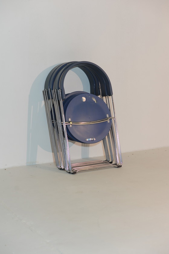 Image 1 of Soley Stoelen Valdimar Harðarson blauw voor Kusch & Co, 1980er Set van 6