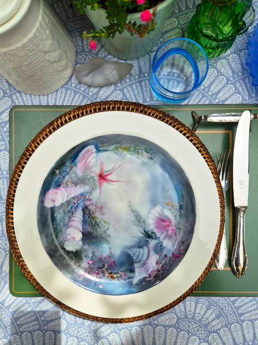 Tognana Porcellana porcelain serving plate sea creatures signed and hand-painted A. Mio. – servies (photo 2 of 10)