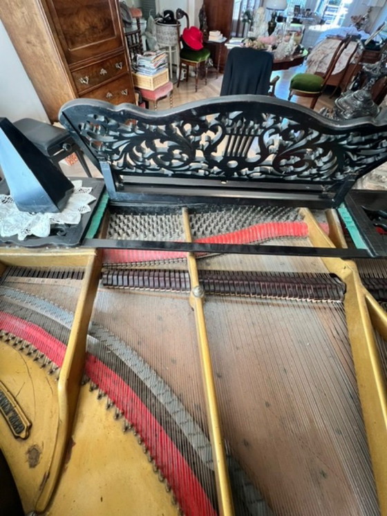 Antieke vleugel piano, gebrüder KNAKE , West Munster Duitsland, Furniture, Cast Iron, Metal, Black (photo 7 of 10)