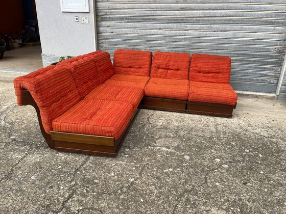 Image 1 of Modulaire stoelen 'Can Can' uit de jaren 60 in Italiaanse Mid-Century Modern-stijl van Luciano Frigerio.