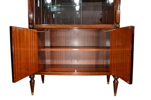 Mahoniehouten vitrinekast of barkast, jaren 70, B92 x D46,5 x H123,5 cm – vitrinekasten, Glass, Wood (photo 2 of 17)