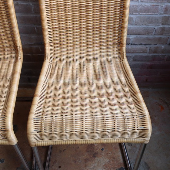 Image 1 of Set 4 rieten buisframe Chroom design jaren 80