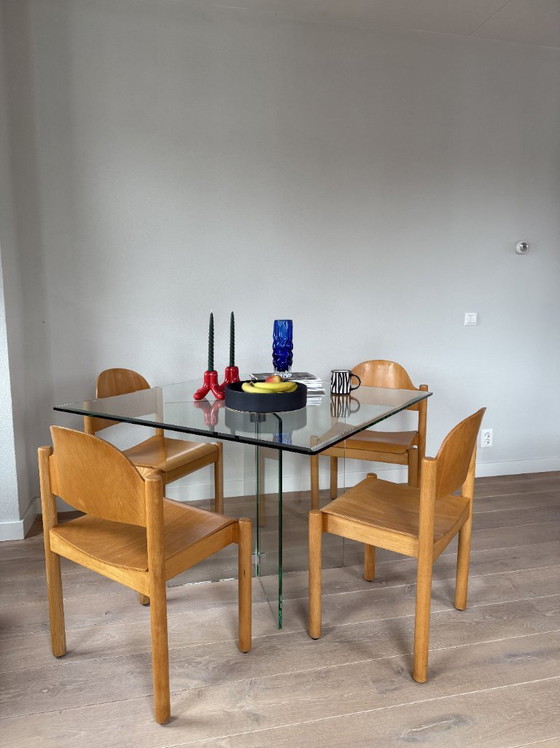 Image 1 of Set di 4 sedie da pranzo impilabili in compensato vintage