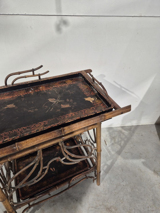 Image 1 of Französischer, japanisch inspirierter Bambus-Teetisch, ca. 1900