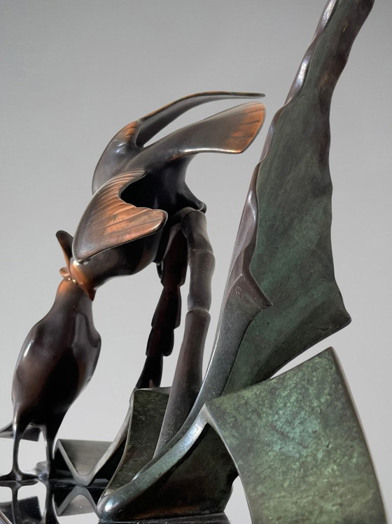 Marcel GUILLEMARD (1886–1932) / Atelier Primavera — Coppia di Cince dal Ciuffo, Importante Scultura Art Déco (photo 9 of 20)