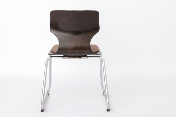 Flötotto Pagwood Stoel met stoffen zitting, Duitse vintage multiplex stoel, jaren 70 Mid-Century Modern (photo 8 of 11)