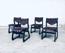Vintage MCM 1970's set of 4 Black Stained Wood Dining Chairs