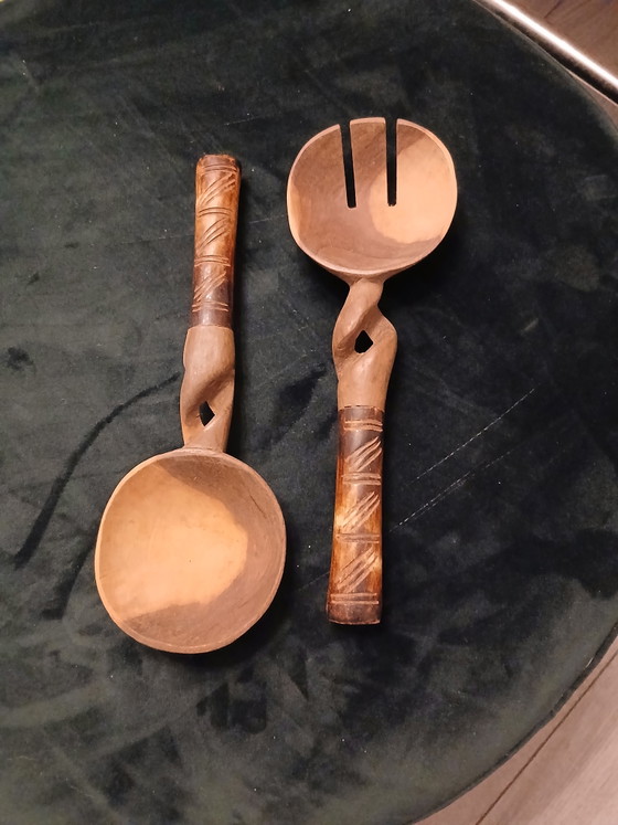 African Handmade Salad Cutlery – Table accessories, Wood (photo 4 of 5)
