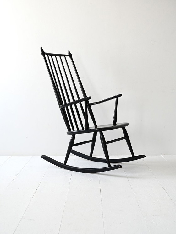Image 1 of Vintage Danish Rocking Chair in Windsor Style